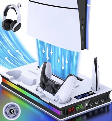 HEYLICOOL PS5/Slim/Pro Cooling Stand for PlayStation 5 Disc/Digital  - Image 1 of 4