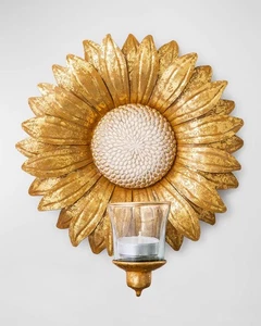 MacKenzie-Childs 82100-144 Golden Sunburst Candle Sconce, Hand Embossed. - Picture 1 of 2
