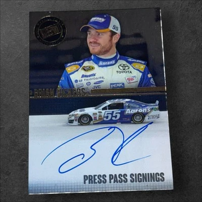 Brian Vickers AARONS PACK PULLED NASCAR signed card 2015 PRESS PASS SIGNINGS - Image 1 of 2