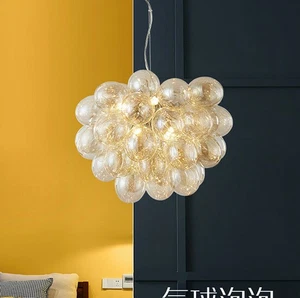Modern Nordic Ceiling Lights Cognac Glass Bubble Pendant Light Chandeliers Lamp - Picture 1 of 15