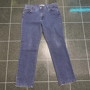 Levis 505 Jeans Womens 16 Blue Straight Dark Wash Denim Stretch 33x32 - Picture 1 of 11