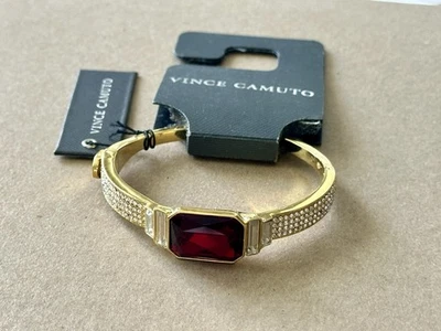 🆕 Vince Camuto Gold-Tone Bracelet with Red Accent  & Pavé Crystal Accents - Image 1 of 4