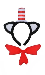Orejas de Gato Dr. Seuss con Diadema de Sombrero, Conjunto de Disfraz de Pajarita-Espectáculo de Halloween Jugar Nuevo - Imagen 1 de 3