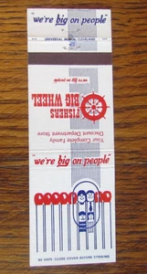 FISHERS BIG WHEEL DEPARTMENT STORE MATCHBOOK COVER: CT IN MI NY OH PA RI WV -A23 - Picture 1 of 2