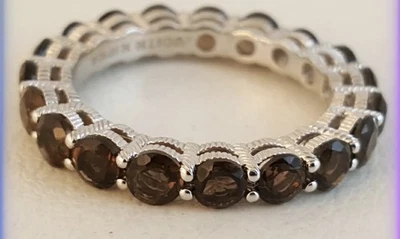 Anillo de eternidad de plata esterlina con topacio ahumado JUDITH RIPKA talla 11,25 se adapta como 11 Foto 1 de 2