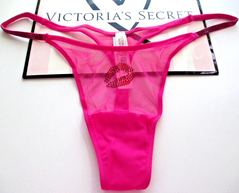 VICTORIA'S SECRET очень сексуальный высоты ноги стринги трусики VS блеск ремень L розовый сетки новый с Ярлыками - Изображение 1 из 4