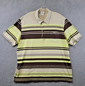 Polo de manga corta para hombre Lacoste, talla 7 marrón y amarillo beige - Imagen 1 de 8