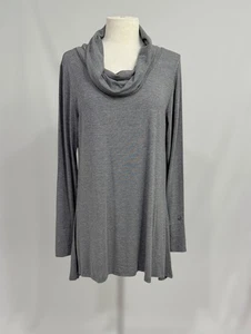 Top tunica Cuddl Duds Softwear elasticizzato donna grande grigio collo cappuccio manica lunga - Foto 1 di 10