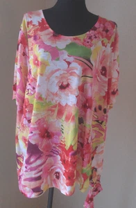 CATHERINES ROSA BLUMEN TOP MIT KNOTEN AM SAUM GRÖSSE 2X neu ohne Etikett BN336 - Bild 1 von 6