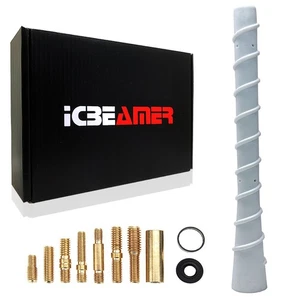 ICBEAMER 7-Inch White Spiral Antenna for Jeep, Ford, RAM, Pickup Trucks - Picture 1 of 6