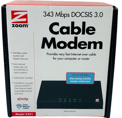 Zoom Cable Model 343 Mbps DOCSIS Model: 5341, BRAND NEW ~ IN ORIGINAL BOX - Image 1 of 4