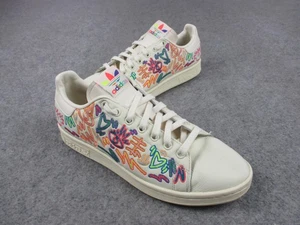 Adidas Stan Smith Shoes Mens Size 8.5 White Pride Love Unites Embroidered Doodle - Picture 1 of 15