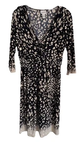 Women’s Chico’s SZ 1 V-Neck Gather Waist 3/4 Sleeve Lightweight Knee Length - Picture 1 of 14