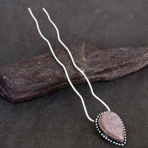 Long Sunstone 925 Silver Plated Gemstone HairPin 4.3" Best Gifts MJ - Picture 1 of 3