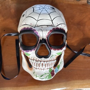 Day of the Dead Mask | Dia de los Muertos Masquerade Mask Spider Web Preowned. - Picture 1 of 5