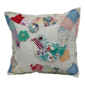 NEU Handarbeit Vogel Kissen Vintage Futter Sack Decke Chenille Tagesdecke super süß!! - Bild 1 von 8