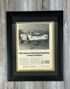 1965 Porsche Champion Zündkerzenwerbung signiert von George Follmer gerahmt Oldtimer - Bild 1 von 5
