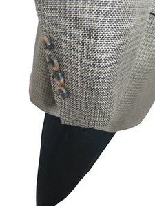 44 Extra Long Ethomas Silk Sport Coat 3 Button Nordstrom Sharkskin Pin Check Men - Picture 1 of 23