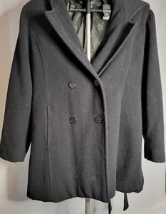 Black Hooded Herman Kay Pea Coat - Womens 1X - Medium Length - 1006 - Picture 1 of 3