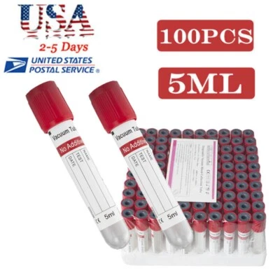 CAREJOY Glass Vacuum Blood Collection Tubes 5mL Sterile No Additive 100pcs For Medical
