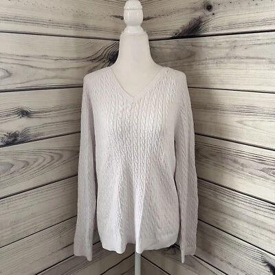 EP Pro White Cable Knit V Neck Sweater NWT - Image 1 of 4