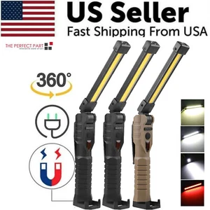 Rechargeable LED COB Work Light Mechanic Flashlight Lamp Magnetic Base Bright - Picture 1 of 17
