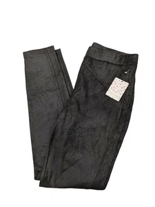 Free People Faux Suede Pants Leggings Womens S Black Pull On Elastic Waist Vegan - Picture 1 of 8