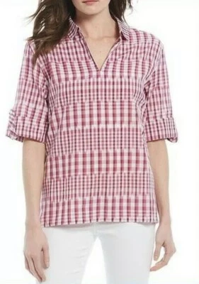 Nuevo con etiquetas Top para mujer Tommy Bahama Ikat Me Know Popover ~ rojo fucsia ~ talla grande L Foto 1 de 4