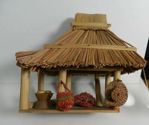 FaFbx -- ETHNOGRAPHIC WOOD MODEL OF THATCHED HOUSE, COOKING PAVILION, 8" HIGH - Picture 1 of 8