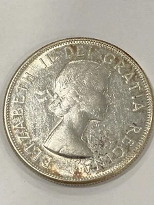 1959 Fifty Cents Canadian 80% Silver Half Dollar Coin Canada 50C Elizabeth II - Picture 1 of 2