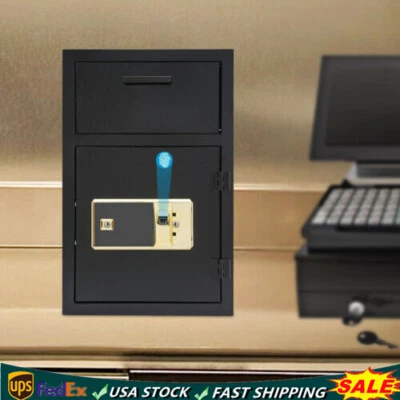Drop Box for Money & Mail Drop Slot Safe Cash Depository Safe Black With Keys US - Image 1 of 4