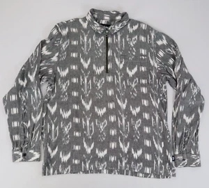 Camisa Stussy Talla L Para Hombres 1/4 Cremallera Ikat Popover Chaqueta Manga Larga Gris Blanco - Imagen 1 de 7