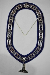 COLLAR DE CADENA MASÓNICO AZUL LODGE CON JOYA DE OFICIAL ALCAIDE SUPERIOR GRATIS - Imagen 1 de 4