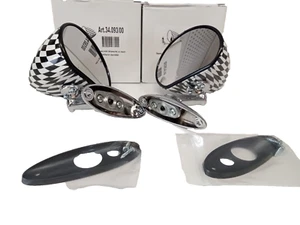 COPPIA SPECCHIETTI CONICI A SCACCHI ATTACCO FORI CARROZZERIA FIAT 500 EPOCA - Imagen 1 de 7