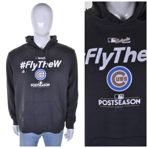 VINTAGE CHICAGO CUBS MLB Hoody XL US Baseball Hooded Sweatshirt Hoodie Fly The W - Picture 1 of 10
