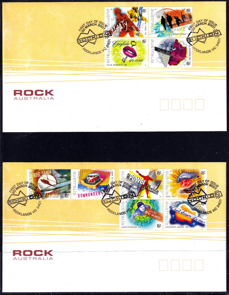 Australia 2001 Rock Australia - Ambos FDC - Sin dirección - Como nuevo Foto 1 de 1