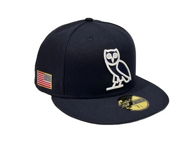 New Era x OvO Owl Logo With American Flag Side Patch 59Fifty Fitted Hat-Navy - Image 1 of 4
