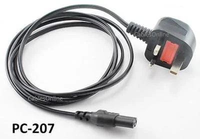6ft 3-Pin UK Power Cord C7 Figure8 Cable for Laptop AC Power Adapter,  PC-207 - Image 1 of 3
