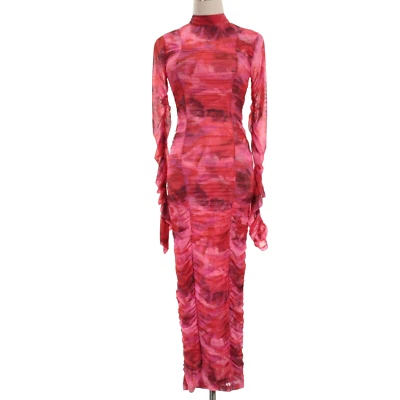 Рококо песок новый с Ярлыками Mabel длинным рукавом собранными в Рюш миди платье размер XS в розовый/оранжевый/мульти - Изображение 1 из 4