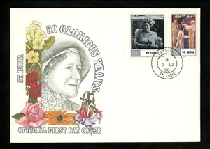 Postal History St. Lucia FDC #969-970 Royalty Queen Mother Birthday 1990 - Picture 1 of 2
