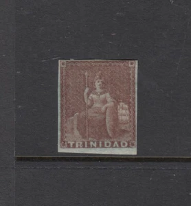 TRINIDAD 1851-55 IMPERF, BLUISH PAPER: (1d) Brownish-red SG 7 £350, MLH. - Picture 1 of 2