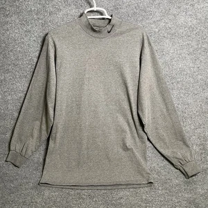 VTG Nike Mock Neck Long Sleeve Shirt Mens Sz M Gray Embroidered Swoosh USA Made - Picture 1 of 14