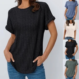 Effortless Style Women's Casual Tunic Tops Short Sleeve Blouses for Women - Picture 1 of 27