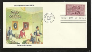 LOUISIANA PURCHASE 150th ANNIV FDC 1953 ST LOUIS, MO JERRY'S COVERS ONLY 1 MADE - Picture 1 of 1