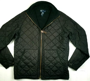 HOT VTG Men's POLO RALPH LAUREN @ SPORTS QUILTED LINED SUEDE TRIM BLACK Jacket M - Picture 1 of 15
