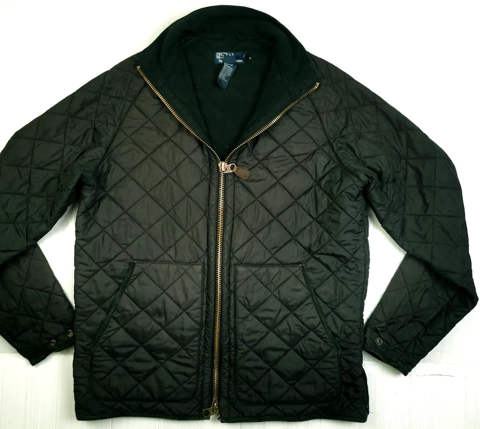 HOT VTG Men's POLO RALPH LAUREN @ SPORTS QUILTED LINED SUEDE TRIM BLACK Jacket M - Image 1 of 4