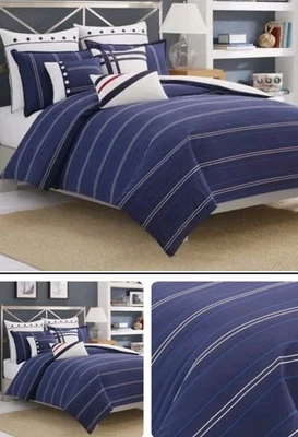 Edredón Nautica Twin/Dormitorio Talla Azul Marino Y Blanco Excelente Estado Sin Defectos Encontrados Foto 1 de 4