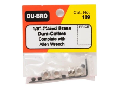 DuBro RC Remote Control Wheel Collars 1/8 1/8" Plated Brass Dura Collars DUB139 - Image 1 of 3