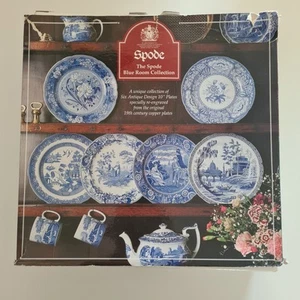 Set of 6 Spode Blue Room Georgian Dinner Plates, 6pc Plate Set w/ Box - Picture 1 of 22