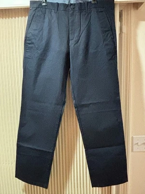 Novo com etiquetas Calça Masculina GAP Relaxada Azul Marinho Frente Plana - Tamanho 34x32  - Imagem 1 de 4